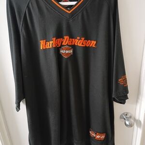 Harley-Davidson Black and Orange V-Neck Jersey